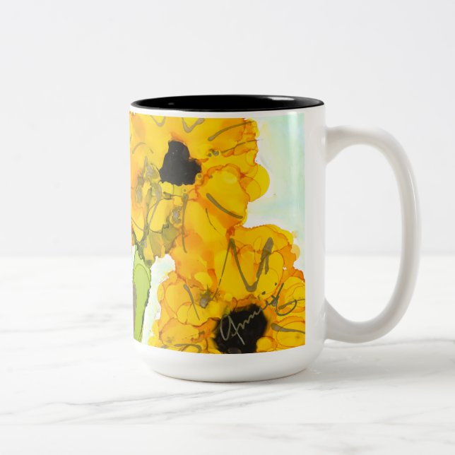 Lovitud Kaffe Mugg "Sunblommor som tittar över dig (Höger)