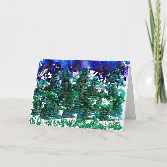 Lovitud-kort som tittar på Träd i viloläge Tack Kort (Framsida)