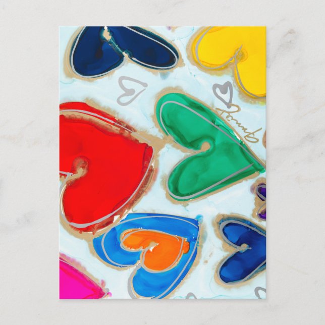 Lovitude Hearts in Blue Postcard Vykort (Framsida)