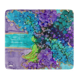 Lovitude Violet & Aqua Glass Cutting Board