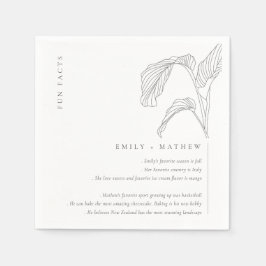 Lövlig palmskiss svart-vit bröllop roliga fakta pappersservett