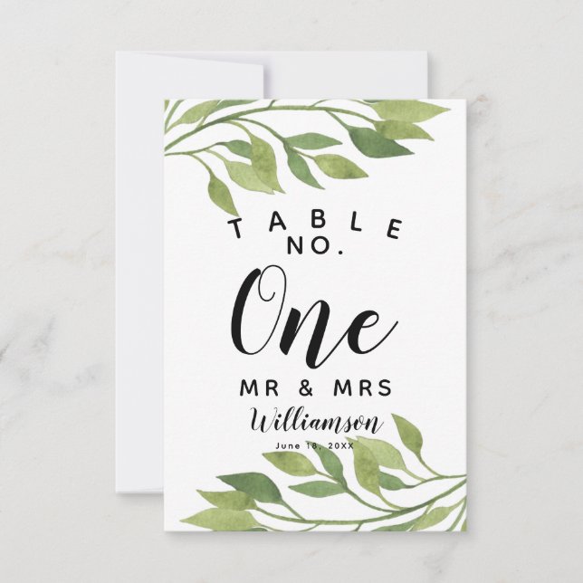 lövlöv grönska blad Bord Nummer fest/bröllop Inbjudningar (Framsida)