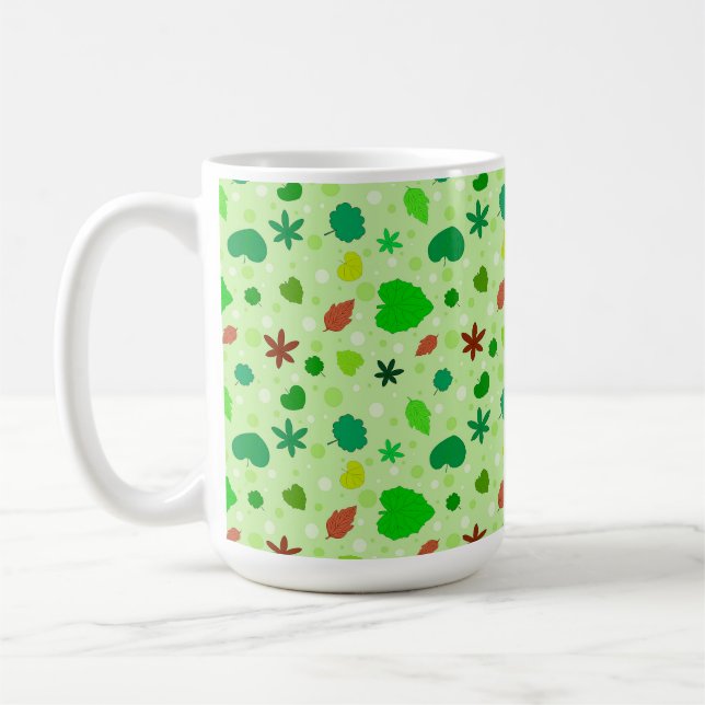 Lövmönster Livlig Botanisk Naturdesign Kaffemugg (Vänster)