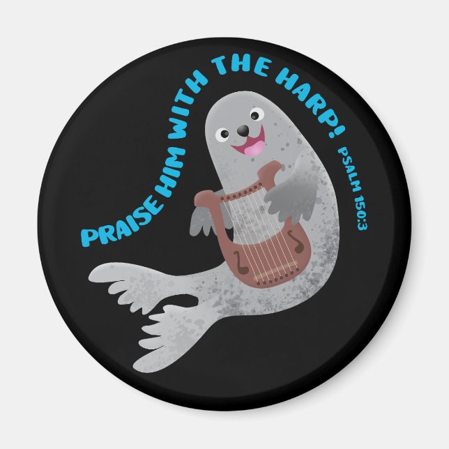 Lovorda söt harpung bibelvers psalm magnet (Framsidan)