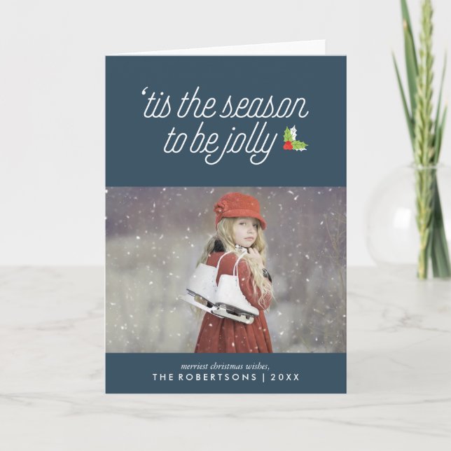 Lövruskor av festlig jul för järnek helgkort (Framsida)