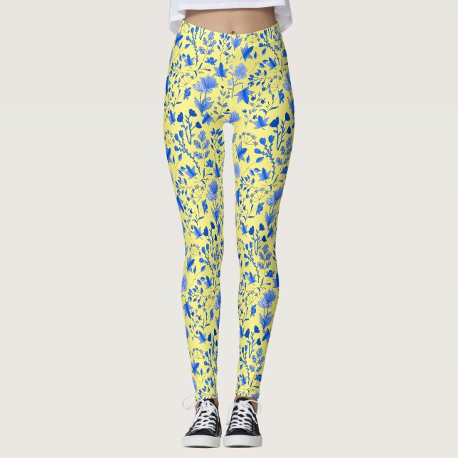 Lövs Mönster 12.bw LYellow BG Leggings (Framsida)