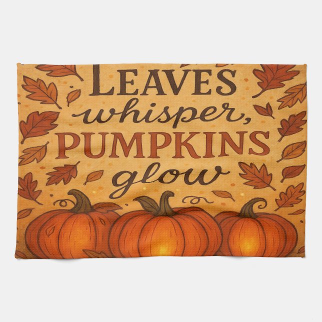 Lövs Whisper Pumpkins Glow - Autumn Fall Kitchen Kökshandduk (Horisontell)