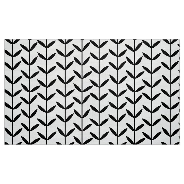 LövStems - svart på vit Tyg (Fat Quarter)