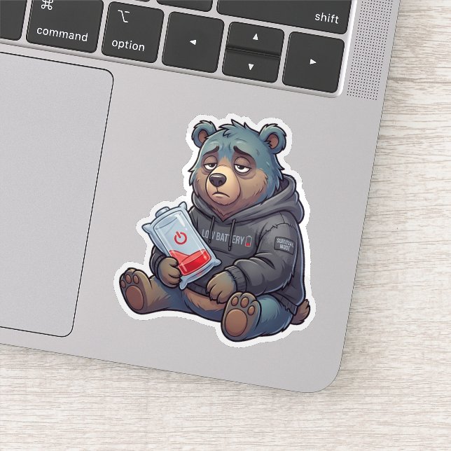 Low Battery Bear Klistermärken (Detalj)