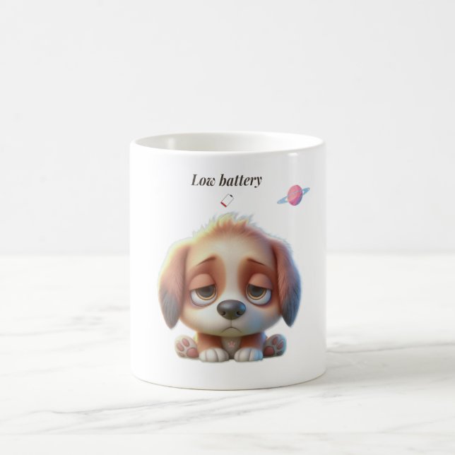Low Battery Dog Meme Kaffemugg (Center)