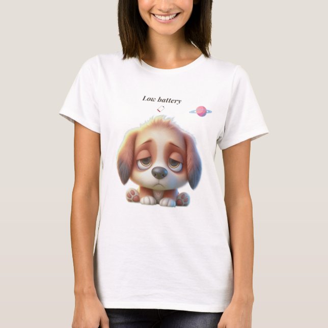 Low Battery Dog T-Shirt (Framsida)