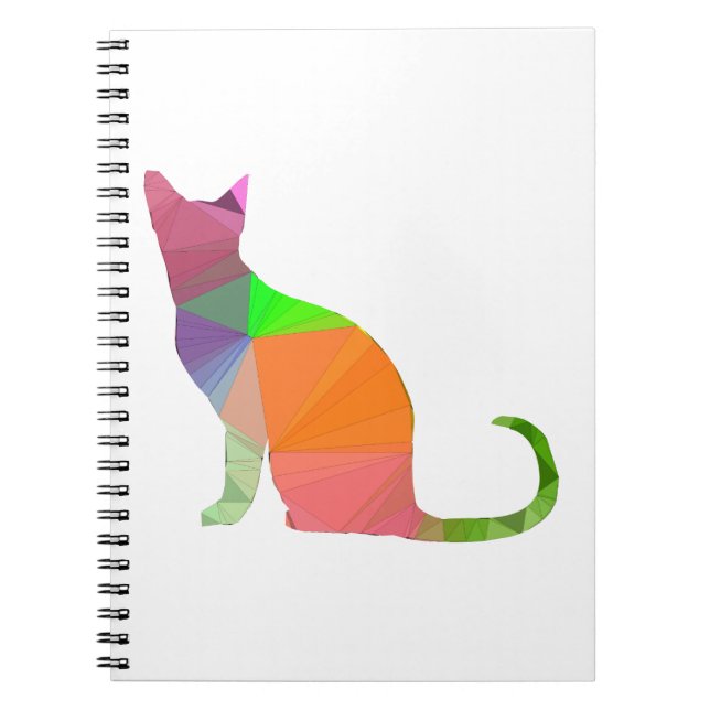 Low Poly Cat Silhouette Anteckningsbok (Framsidan)