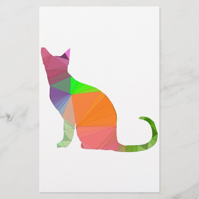 Low Poly Cat Silhouette Brevpapper (Framsida)