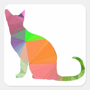 Low Poly Cat Silhouette Fyrkantigt Klistermärke