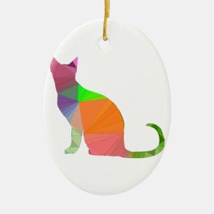 Low Poly Cat Silhouette Julgransprydnad Keramik