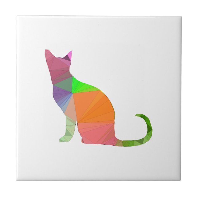 Low Poly Cat Silhouette Kakelplatta (Framsidan)