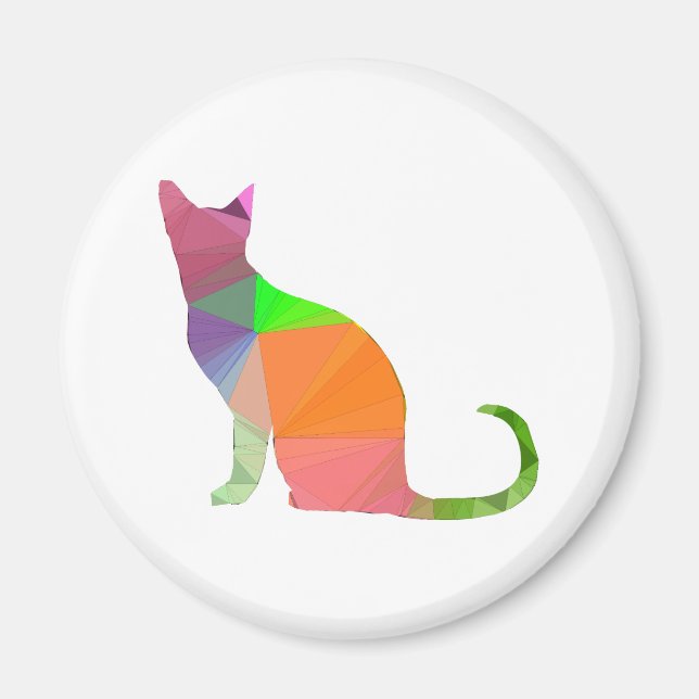 Low Poly Cat Silhouette Magnet (Framsidan)