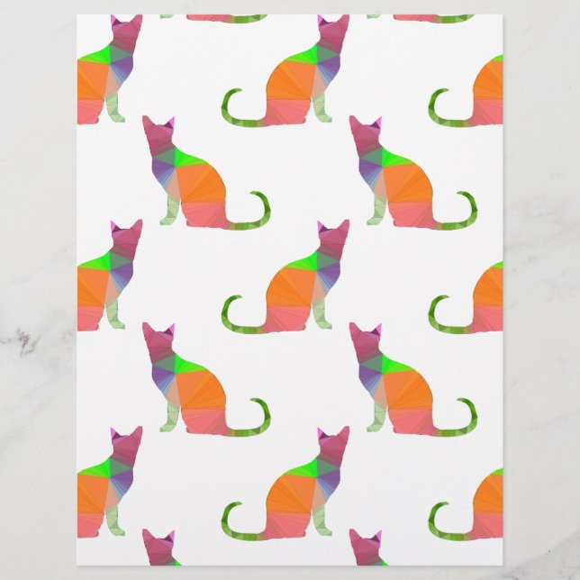 Low Poly Cat Silhouette Mönster (Framsida)