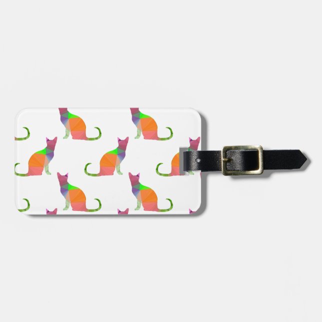 Low Poly Cat Silhouette Mönster Bagagebricka (Horisontell Framsida)