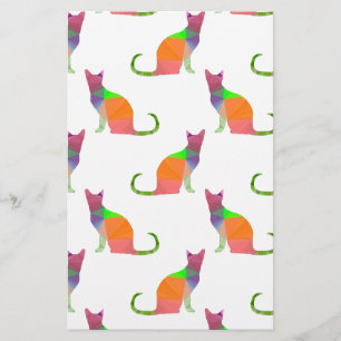 Low Poly Cat Silhouette Mönster Brevpapper