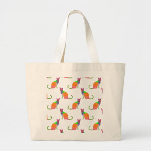 Low Poly Cat Silhouette Mönster Jumbo Tygkasse