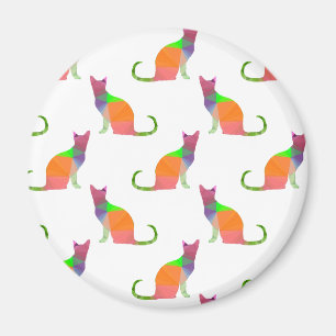 Low Poly Cat Silhouette Mönster Magnet