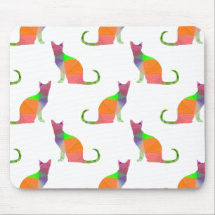 Low Poly Cat Silhouette Mönster Musmatta