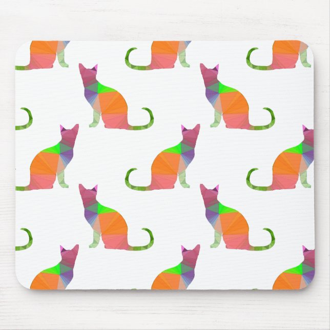 Low Poly Cat Silhouette Mönster Musmatta (Framsidan)