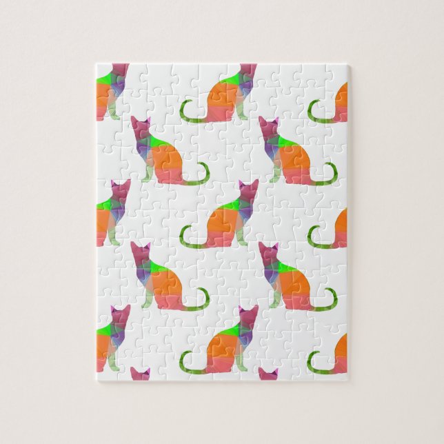 Low Poly Cat Silhouette Mönster Pussel (Vertikal)