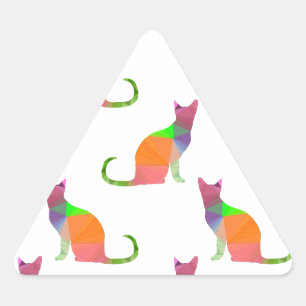 Low Poly Cat Silhouette Mönster Triangelformat Klistermärke