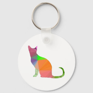Low Poly Cat Silhouette Nyckelring