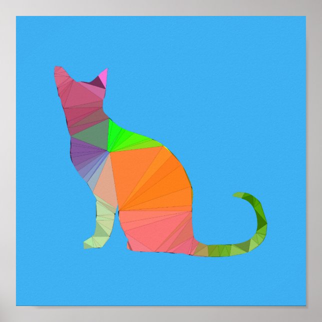 Low Poly Cat Silhouette Poster (Framsidan)