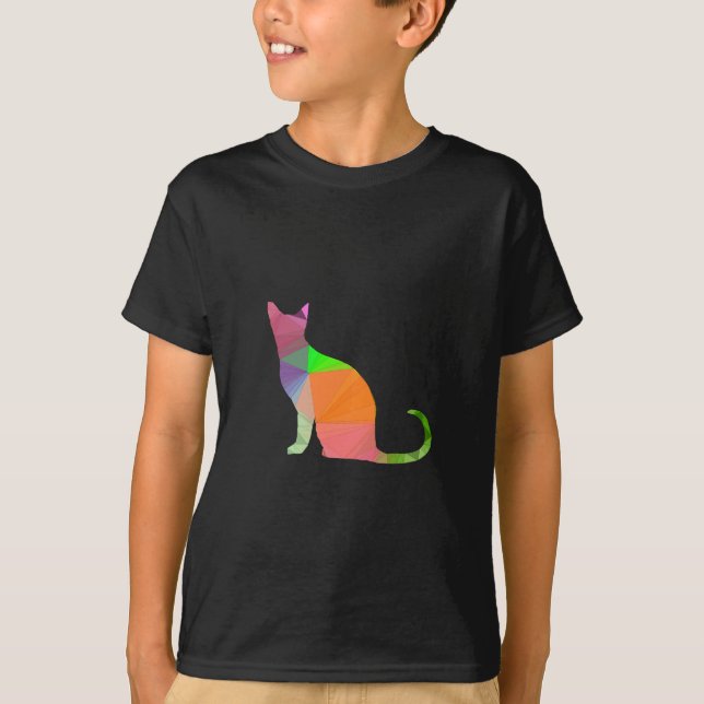 Low Poly Cat Silhouette T Shirt (Framsida)