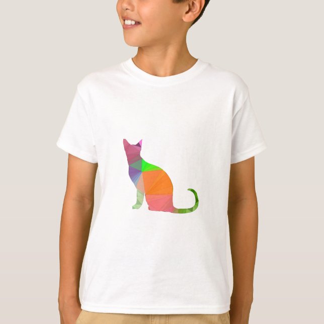 Low Poly Cat Silhouette Tee (Framsida)