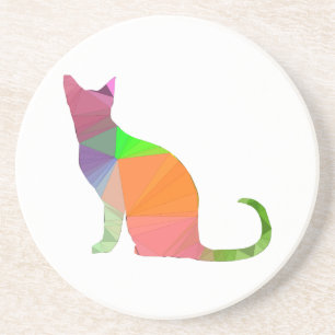 Low Poly Cat Silhouette Underlägg Sandsten