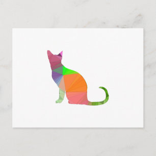 Low Poly Cat Silhouette Vykort