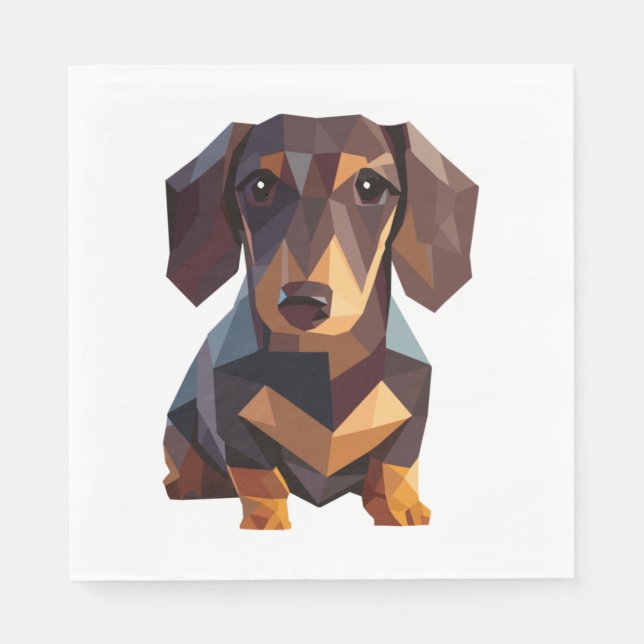 Low Poly Dachshund - Toppen Cute Miniature Dachshu Pappersservett (Framsidan)