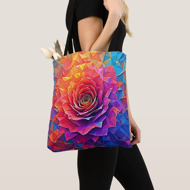 Low Poly Rose Bloom Abstract Art Tygkasse (Närbild)