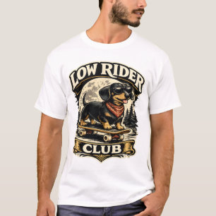 Low Rider Club Vintage Dachshund Skatebräda T Shirt