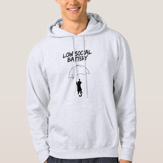 Low Social Battery – Editable Quote Cat Hoodie (Framsida)