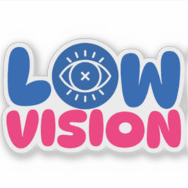Low Vision - blue and pink Klistermärken