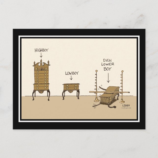 Lowboy tecknadvykort vykort (Framsida)