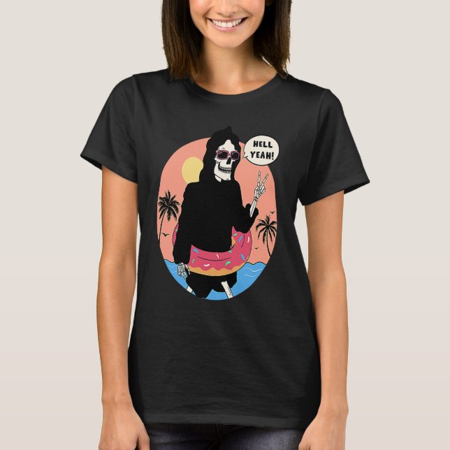 Lowbrow art Macabre Style Grim Reaper Beach T Shirt (Framsida)