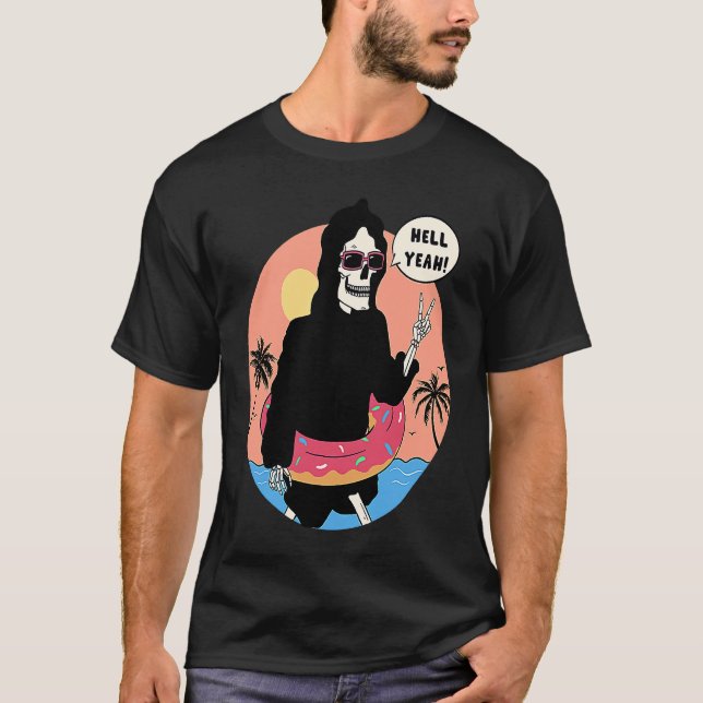 Lowbrow art Macabre Style Grim Reaper Beach T Shirt (Framsida)