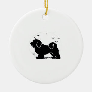Lowchen Hund � Halloween Moon Silhouette Klassisk Julgransprydnad Keramik
