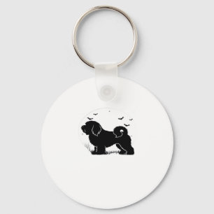 Lowchen Hund � Halloween Moon Silhouette Klassisk Nyckelring
