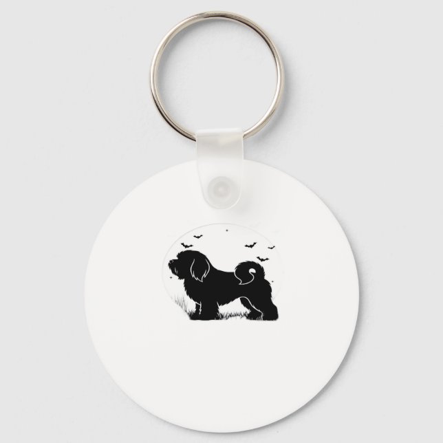 Lowchen Hund � Halloween Moon Silhouette Klassisk  Nyckelring (Framsida)