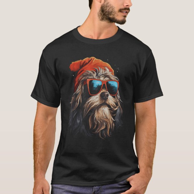 Lowchen Hund jul Winter Helgdag Coola Sunglass T Shirt (Framsida)