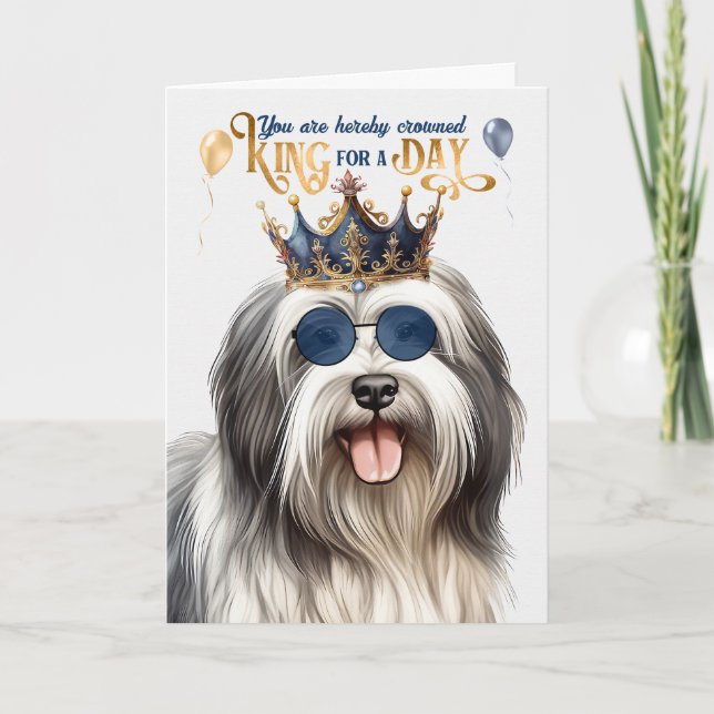 Lowchen Hund Kung för dag Funny Birthday Kort (Framsida)