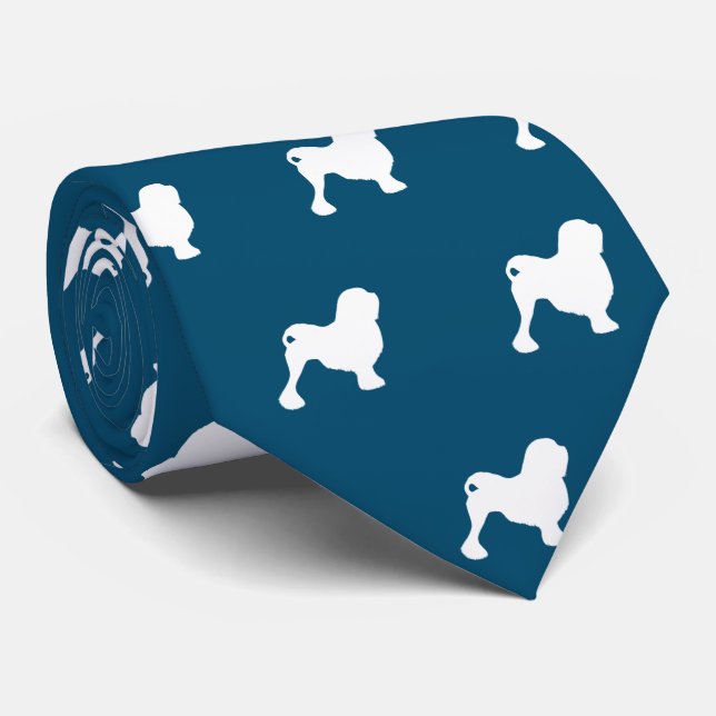 Lowchen Hund Silhouettes Mönster Ocean Bue Slips (Rullad)